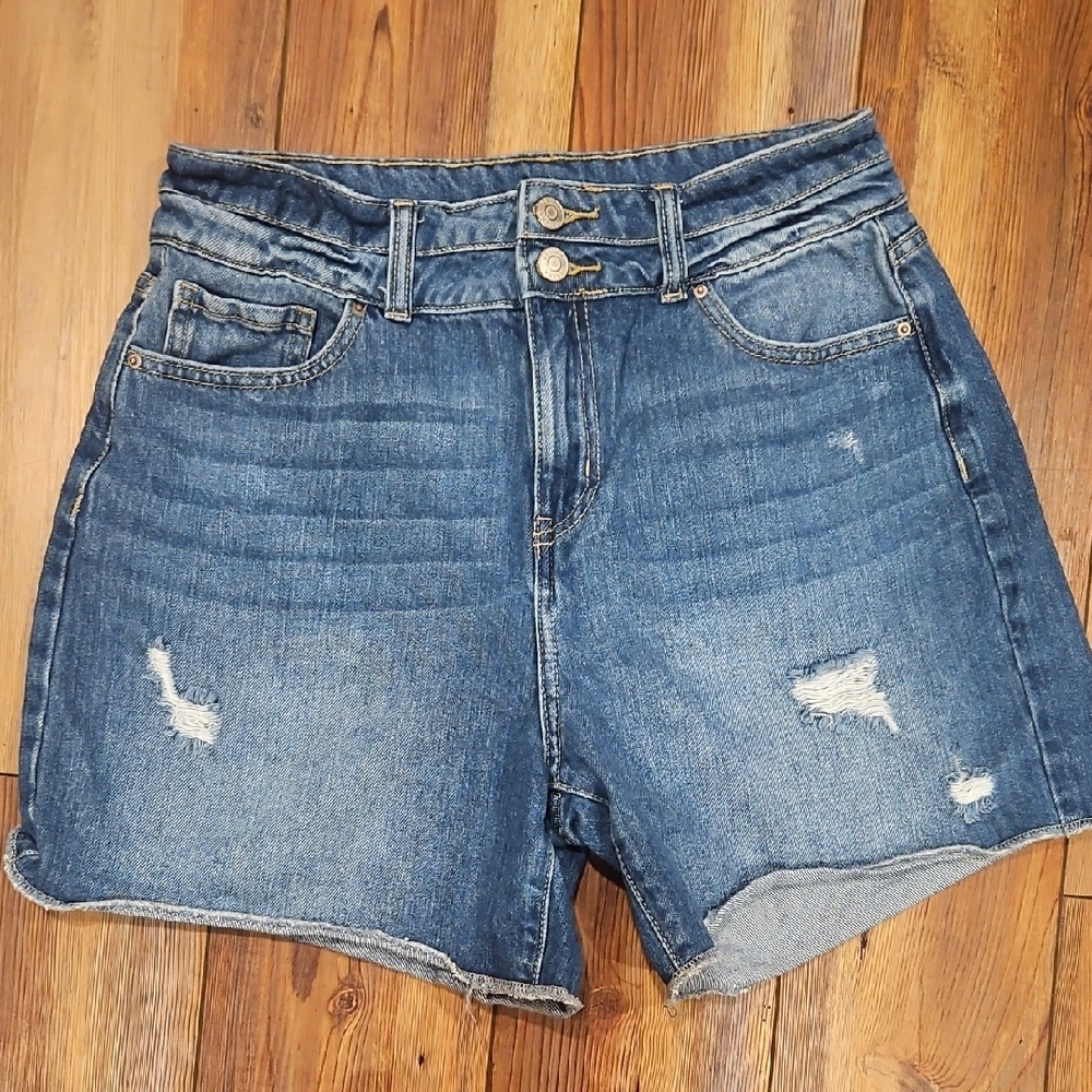 Zenana Blue Jean Shorts Distressed High-Waisted
